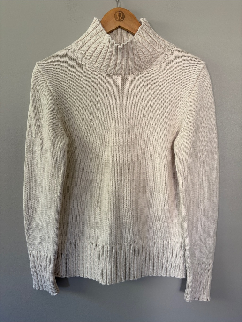 J. Crew Mock Neck Turtleneck Sweater Size XS 100% Cotton Cream Neutral Classic